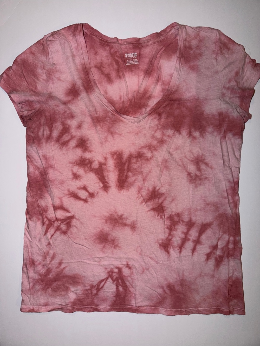 PINK Victoria's Secret Pink Tie-Dye V-Neck Tee